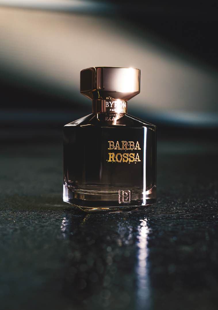 Flacon du parfum Barbarossa par Byron Parfums, famille olfactive boisée florale